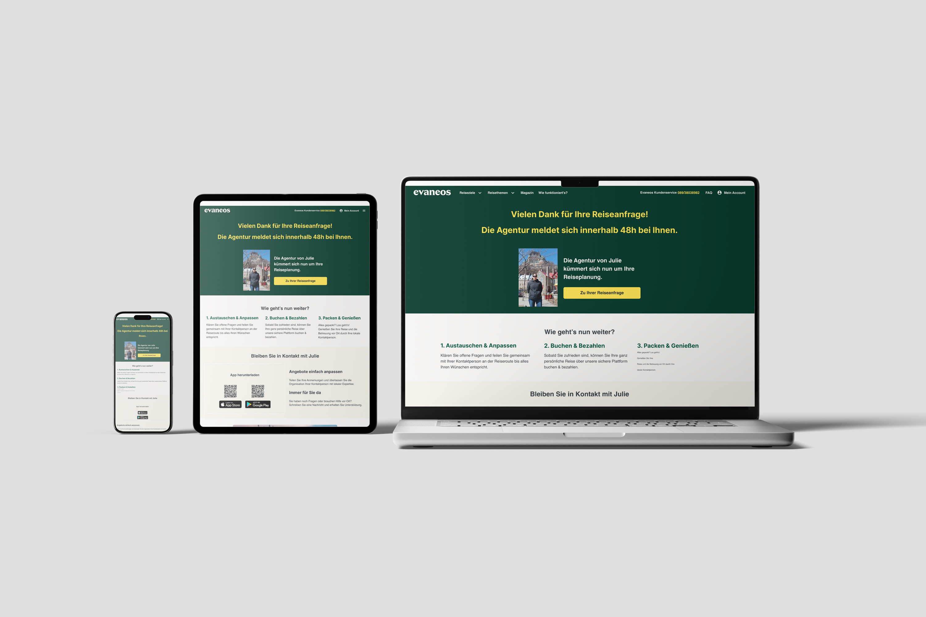 Evaneos confirmation page mockup